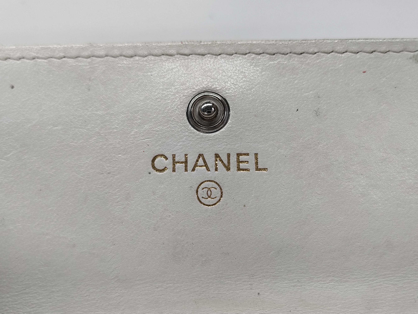 CHANEL Calfskin Mato Coco Mark White Long Wallet