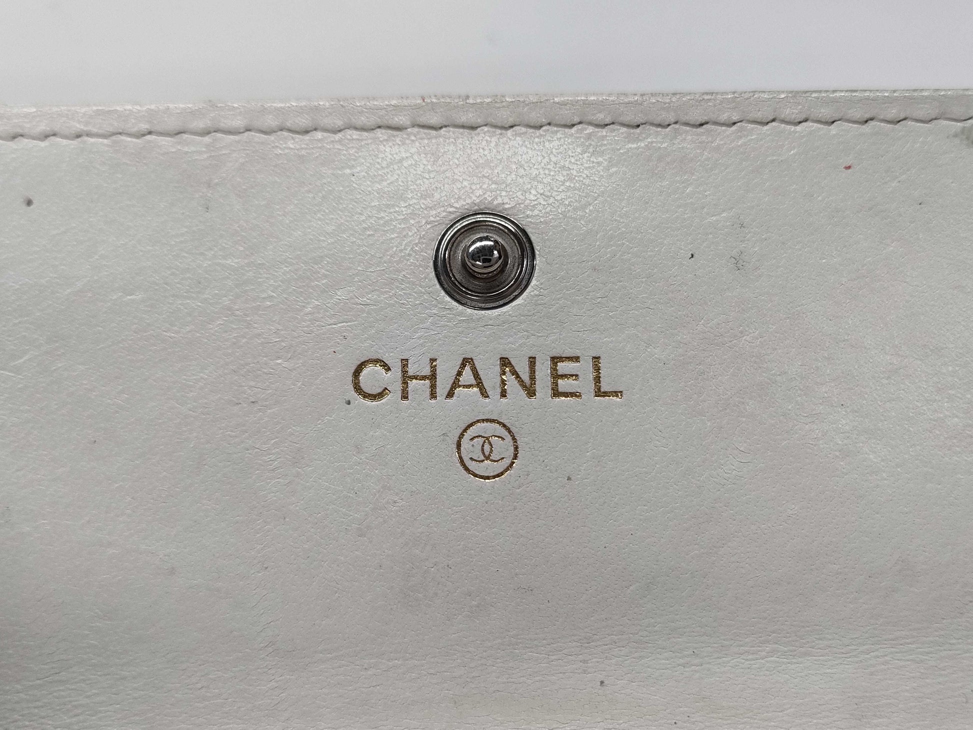 CHANEL Calfskin Mato Coco Mark White Long Wallet
