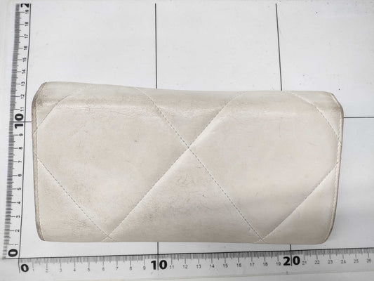 CHANEL Calfskin Mato Coco Mark White Long Wallet