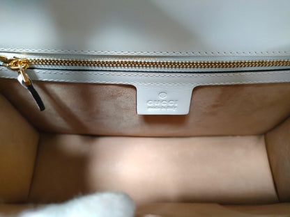 GUCCI White x Navy x Bordeaux Leather Handbag 421882 525040