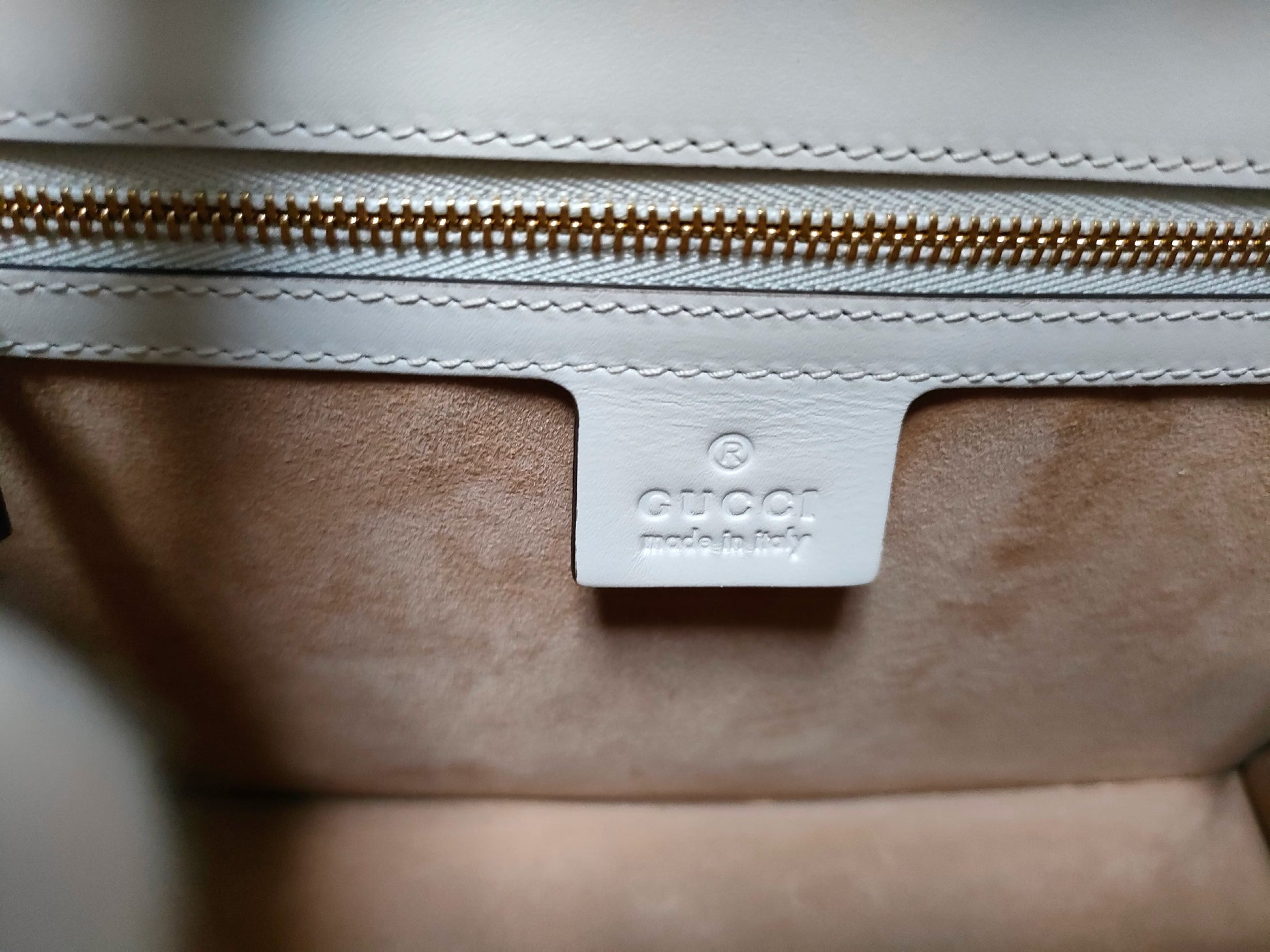 GUCCI White x Navy x Bordeaux Leather Handbag 421882 525040