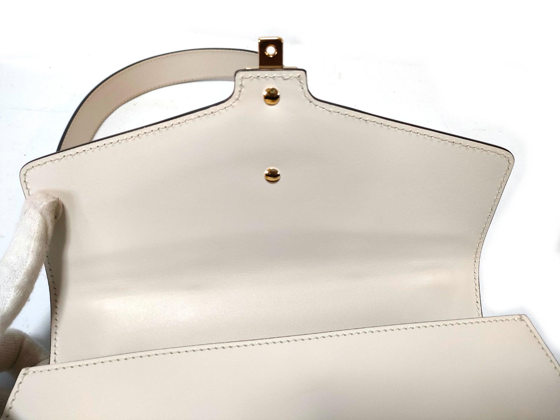 GUCCI White x Navy x Bordeaux Leather Handbag 421882 525040