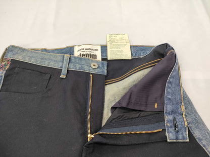 COMME des GARÇONS Junya Wool-trimmed Denim Pants with Leather Pockets AD2019
