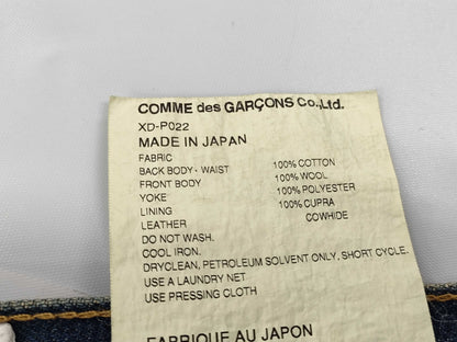 COMME des GARÇONS Junya Wool-trimmed Denim Pants with Leather Pockets AD2019