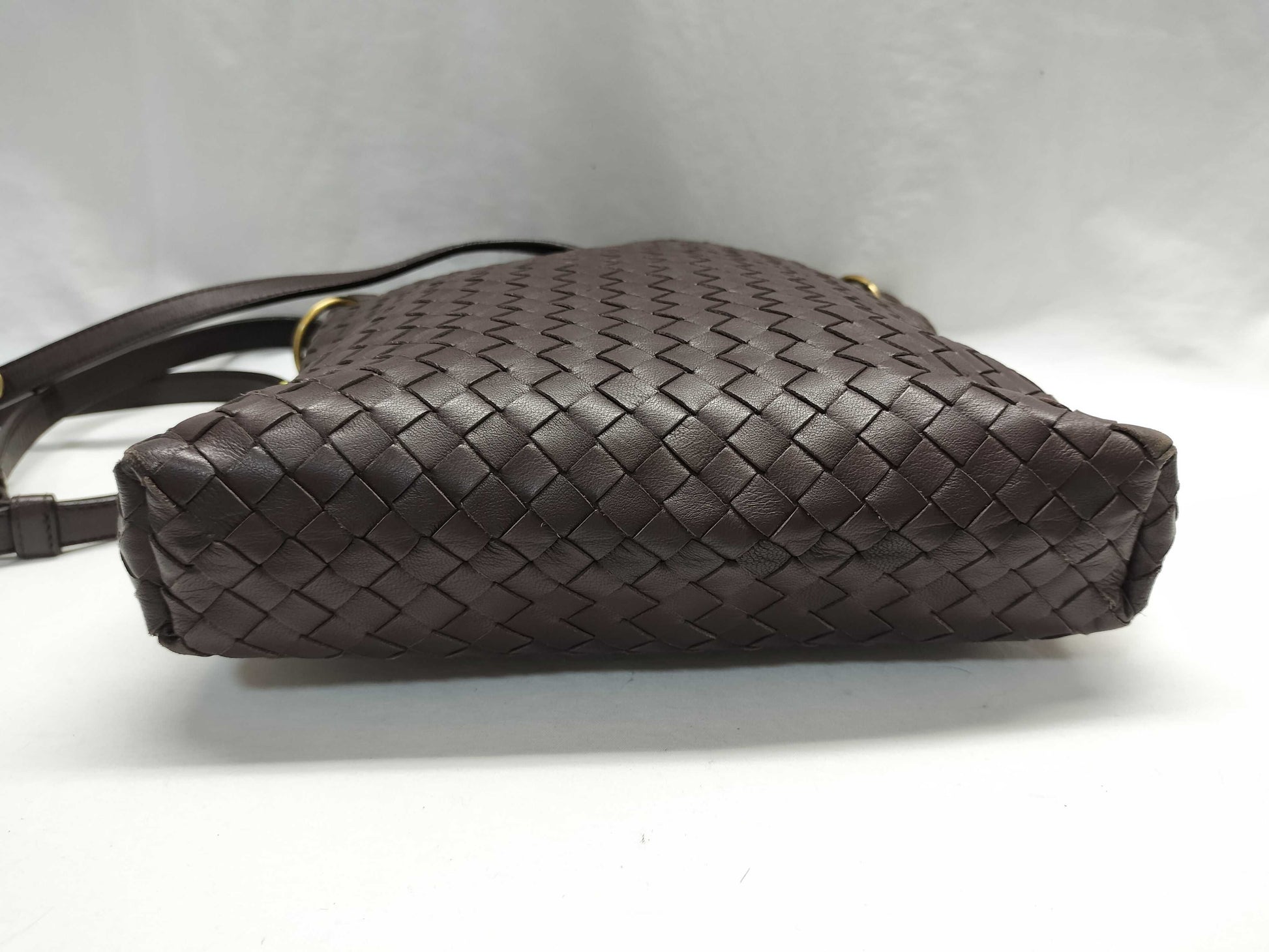 BOTTEGA VENETA Intrecciato Shoulder Bag/Brown/Vintage