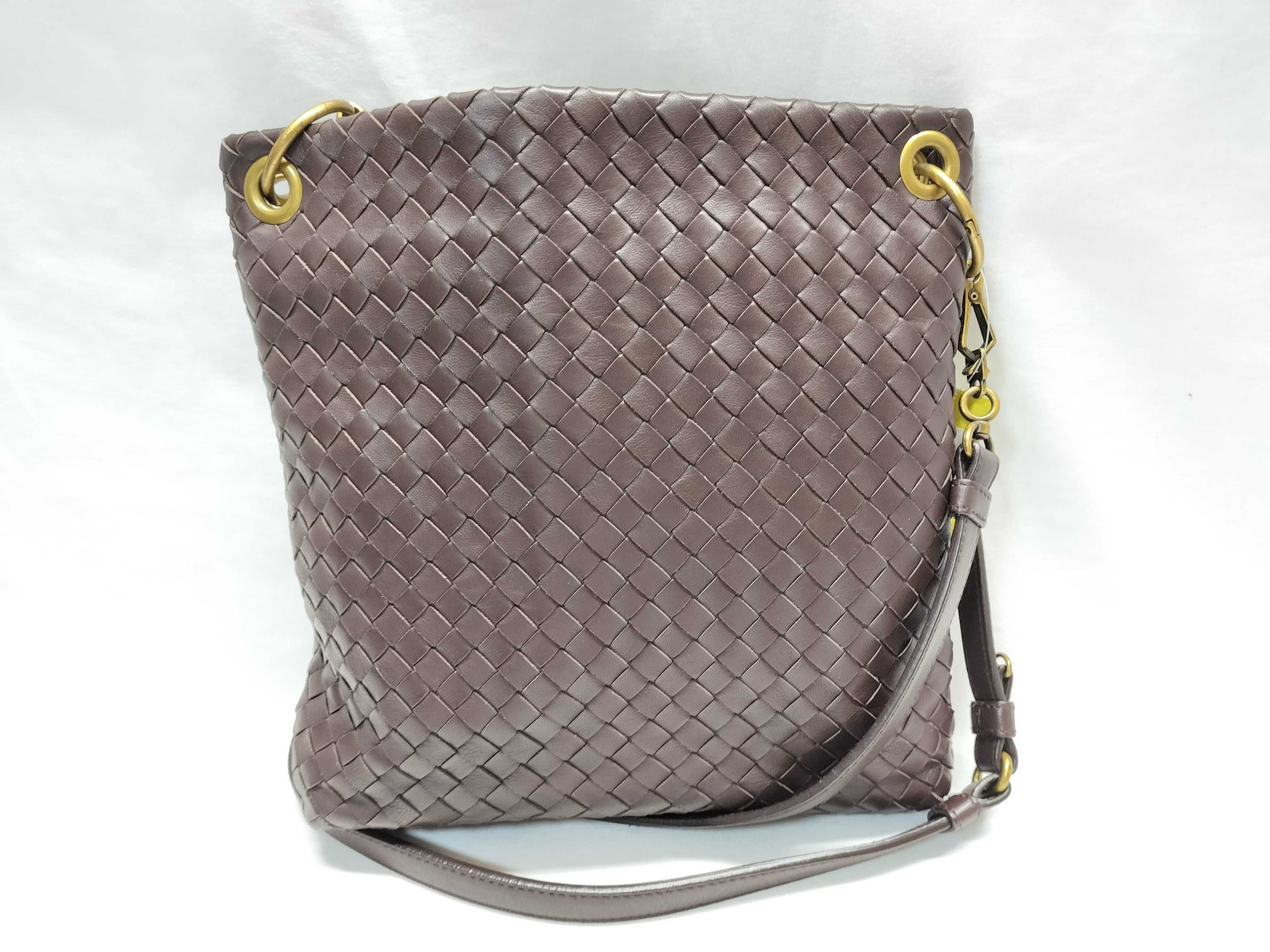BOTTEGA VENETA Intrecciato Shoulder Bag/Brown/Vintage