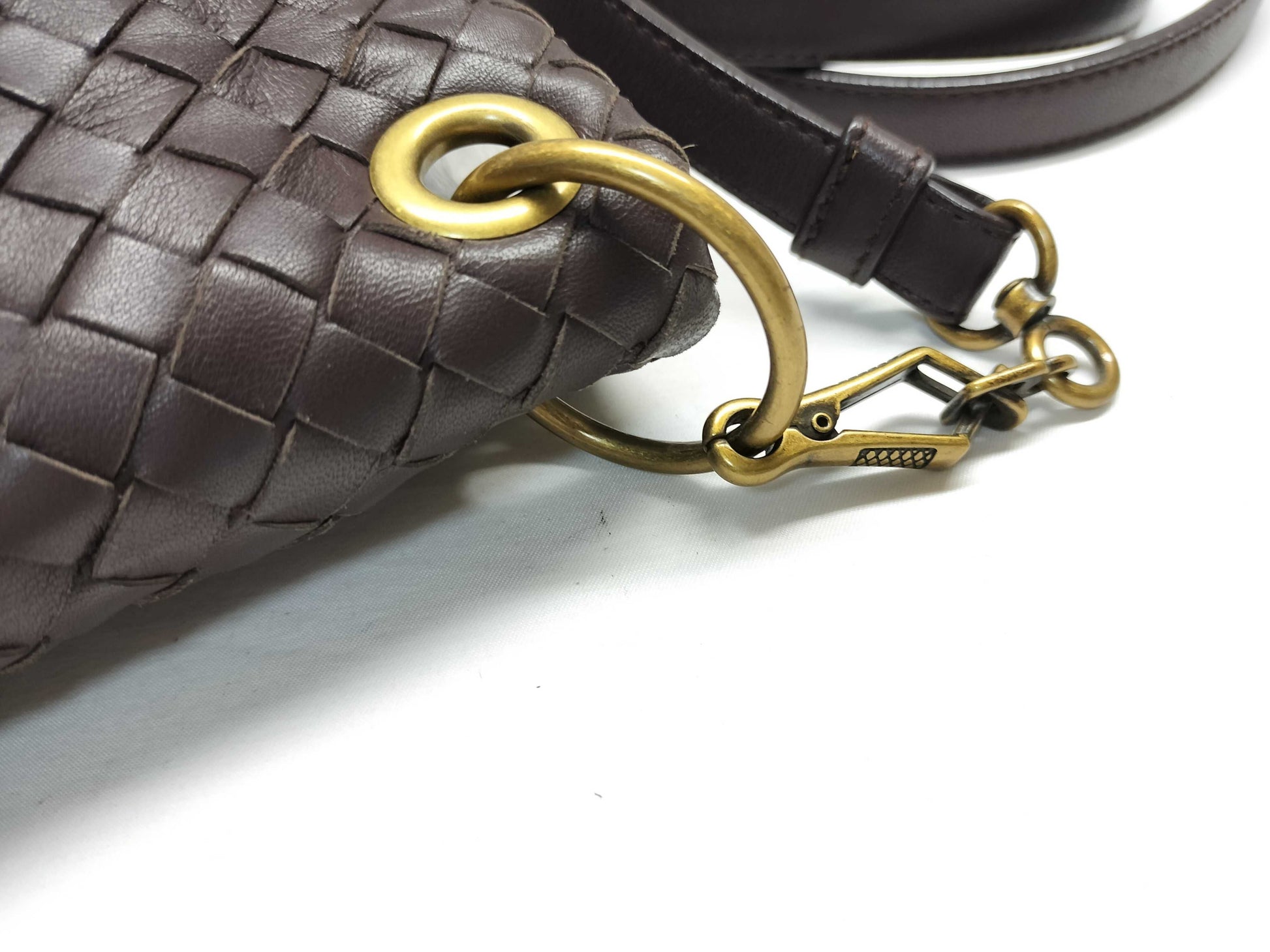 BOTTEGA VENETA Intrecciato Shoulder Bag/Brown/Vintage