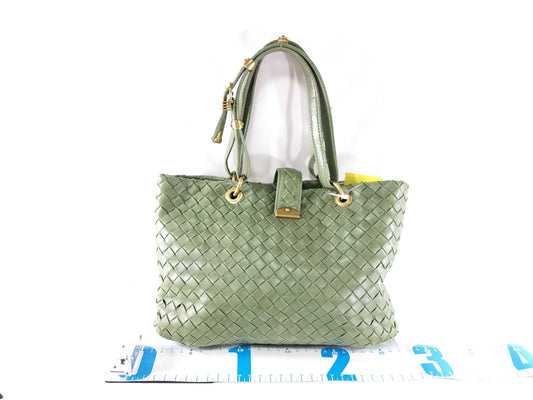 BOTTEGA VENETA Intrecciato Lock Intrecciato Hand/Moss Green Tote Bag