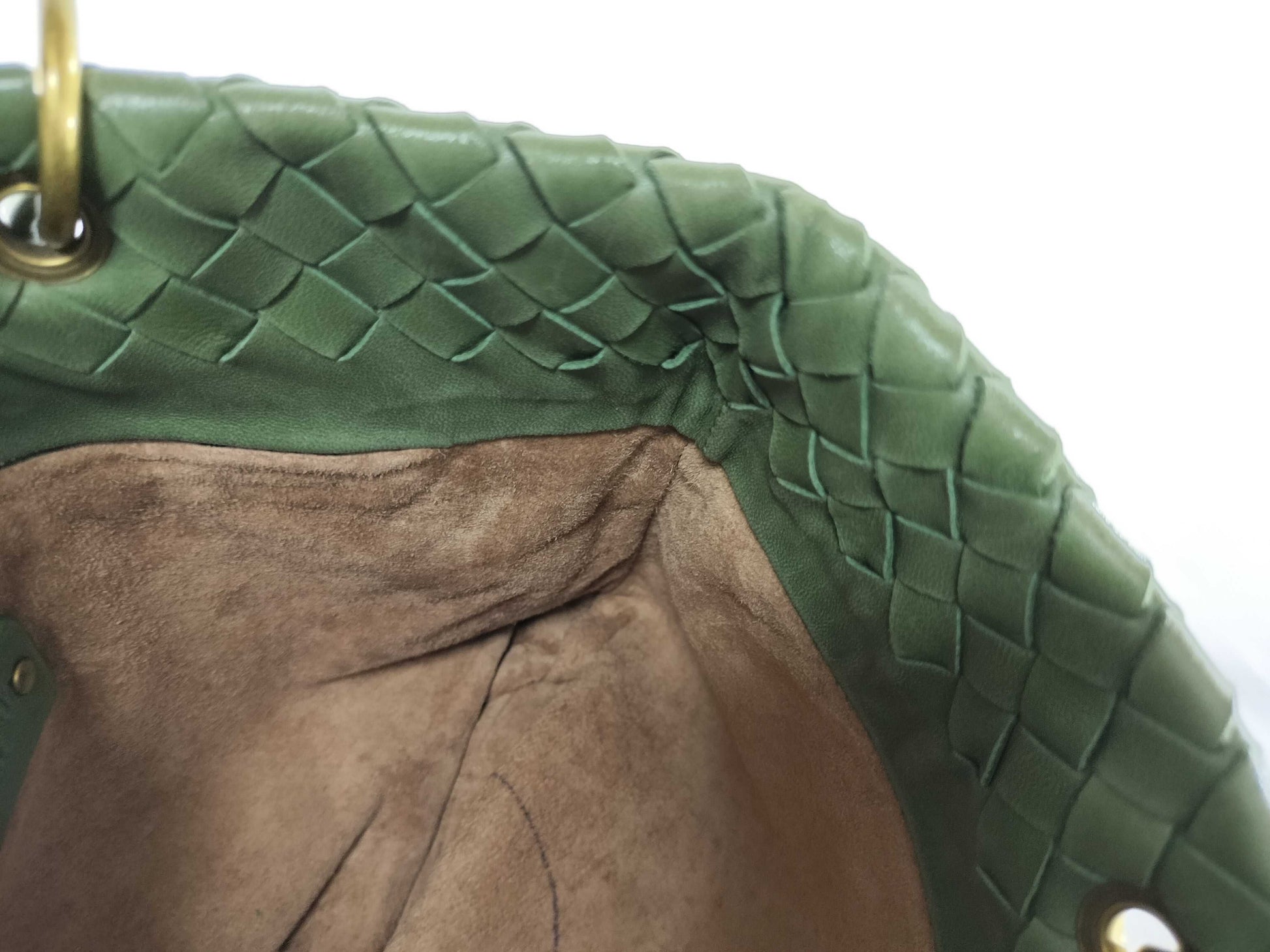 BOTTEGA VENETA Intrecciato Lock Intrecciato Hand/Moss Green Tote Bag