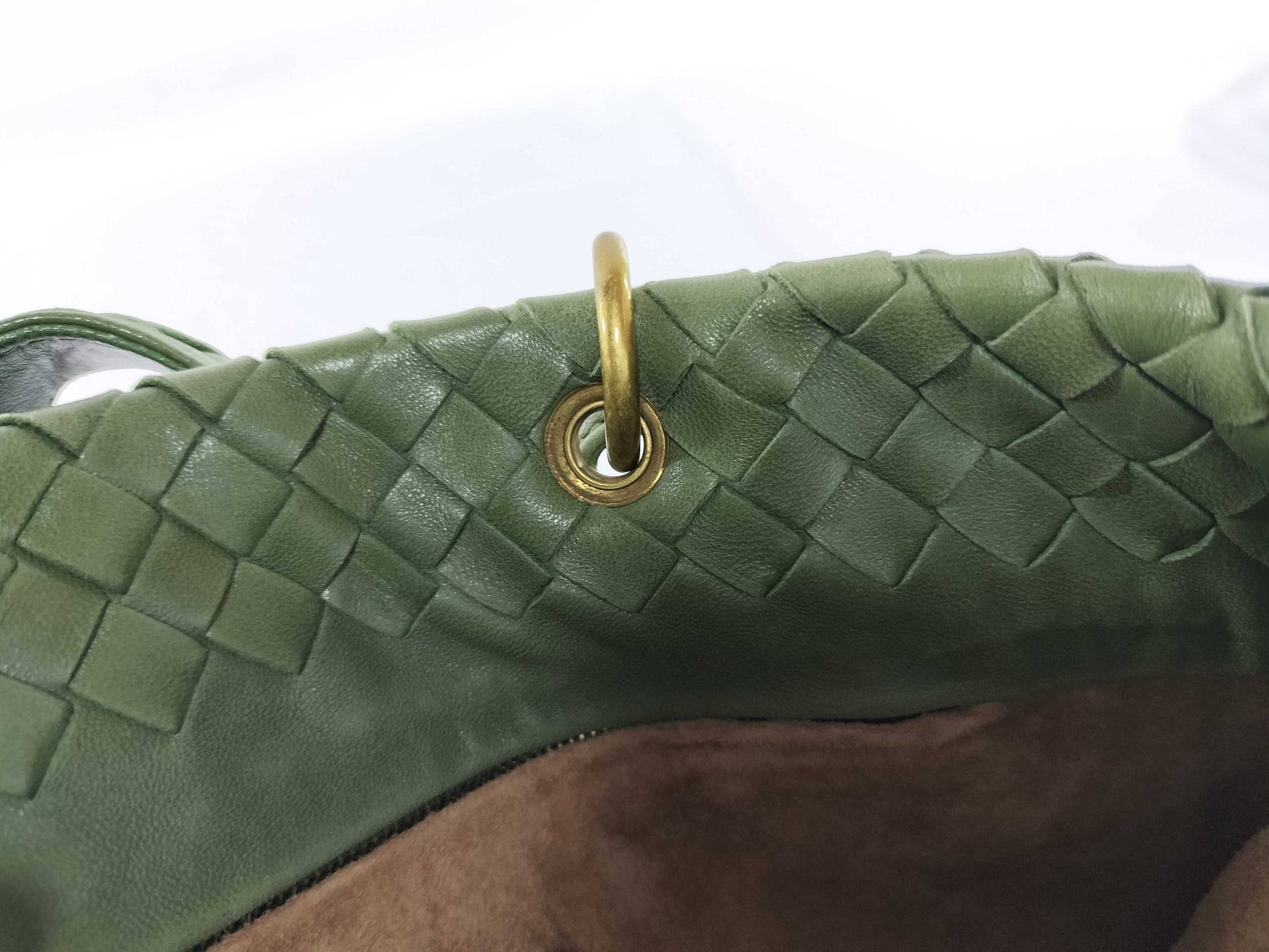BOTTEGA VENETA Intrecciato Lock Intrecciato Hand/Moss Green Tote Bag