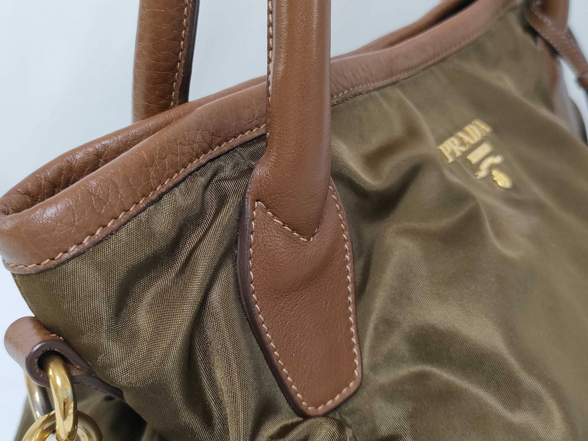 PRADA Nylon x Leather 2-Way Tote Bag