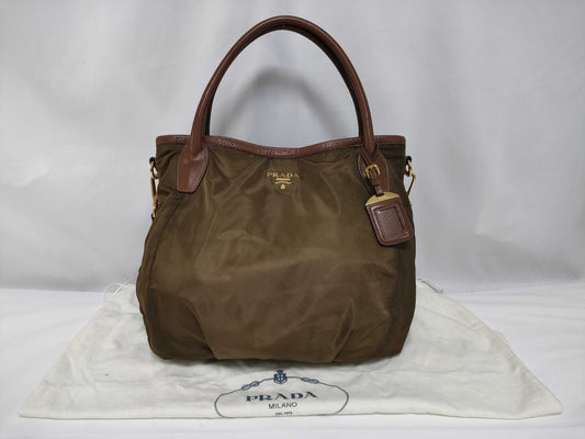 PRADA Nylon x Leather 2-Way Tote Bag