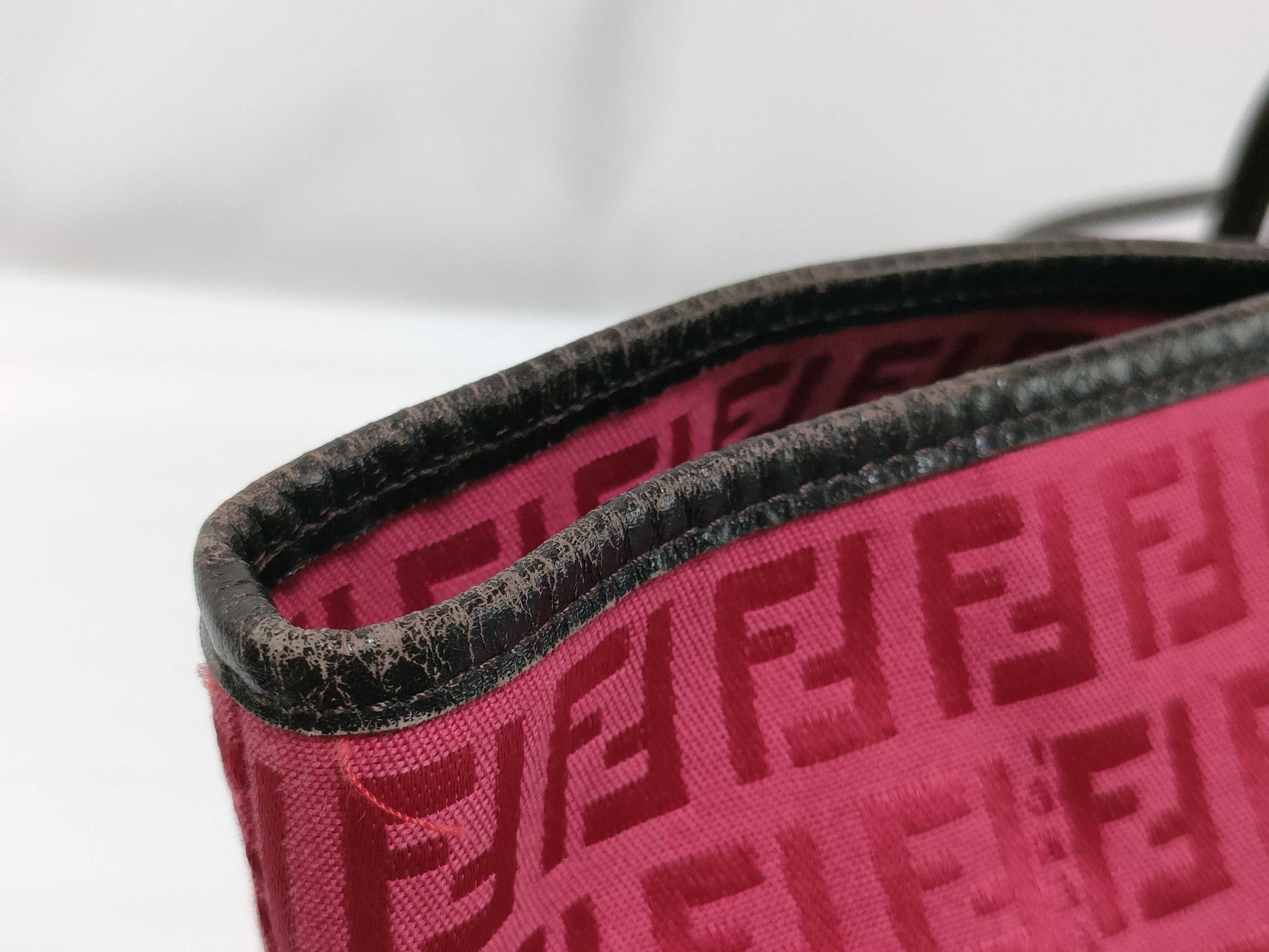 FENDI Zucca Roll Tote Bag Red Tote Bag