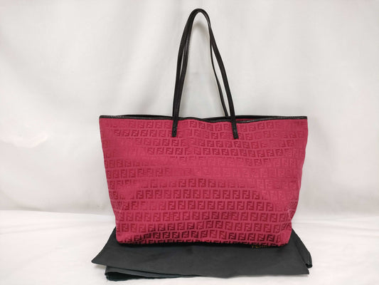 FENDI Zucca Roll Tote Bag Red Tote Bag
