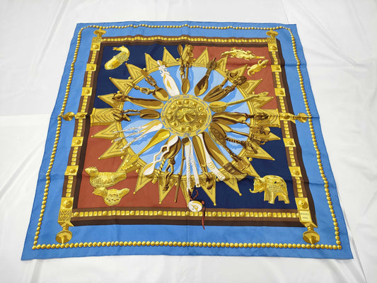 HERMES Carre 90 Cuillers Dafrique African Spoon Scarf
