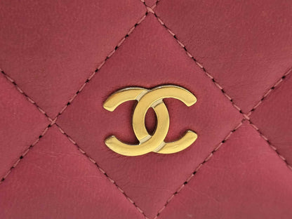 CHANEL [With sticker card] 18th series Lambskin Matelasse Bi-fold Long Wallet Pink Wallet