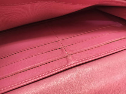 CHANEL [With sticker card] 18th series Lambskin Matelasse Bi-fold Long Wallet Pink Wallet