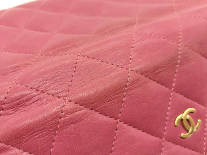CHANEL [With sticker card] 18th series Lambskin Matelasse Bi-fold Long Wallet Pink Wallet