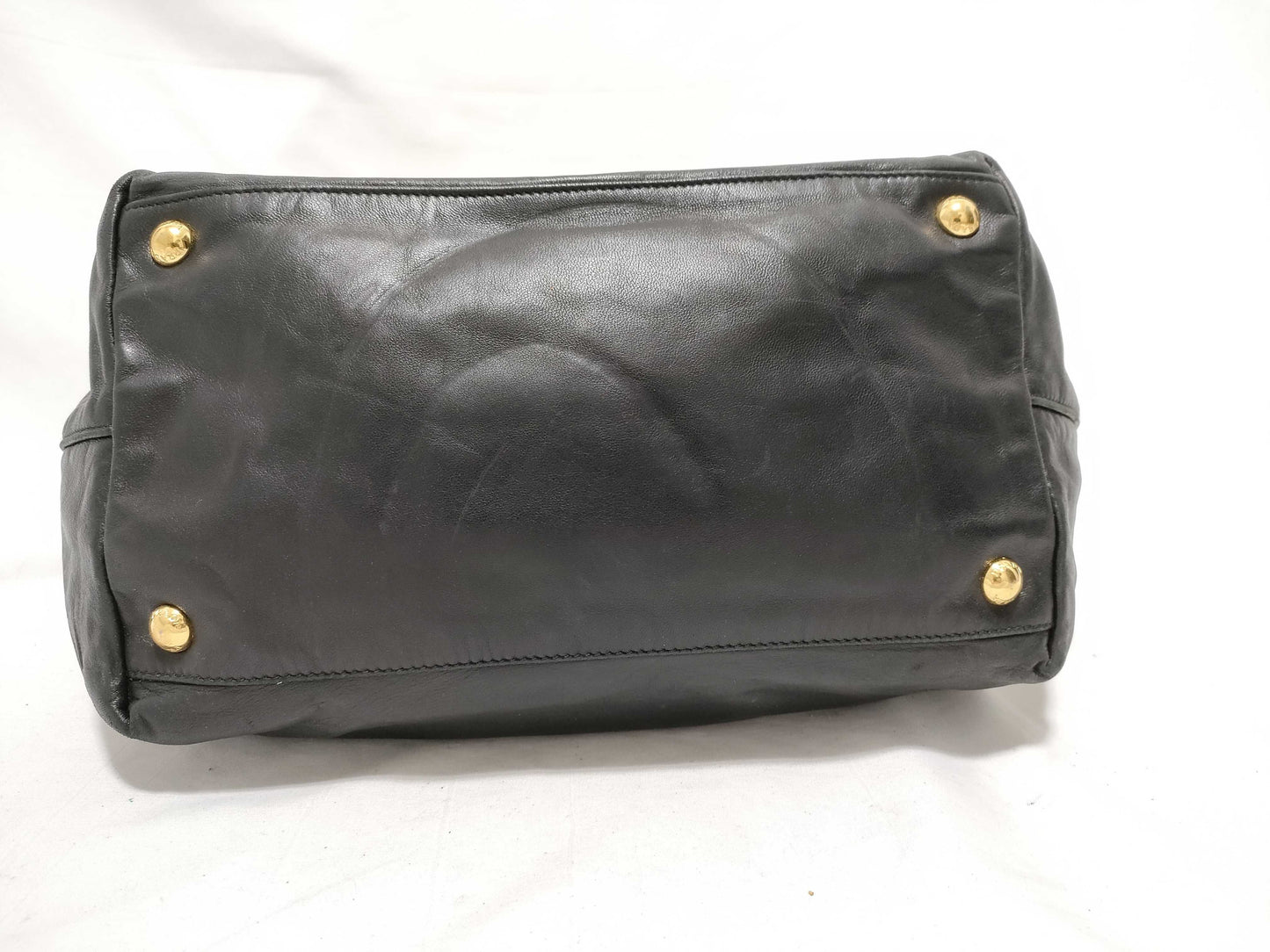 PRADA Prada Ribbon All Leather Black Handbag