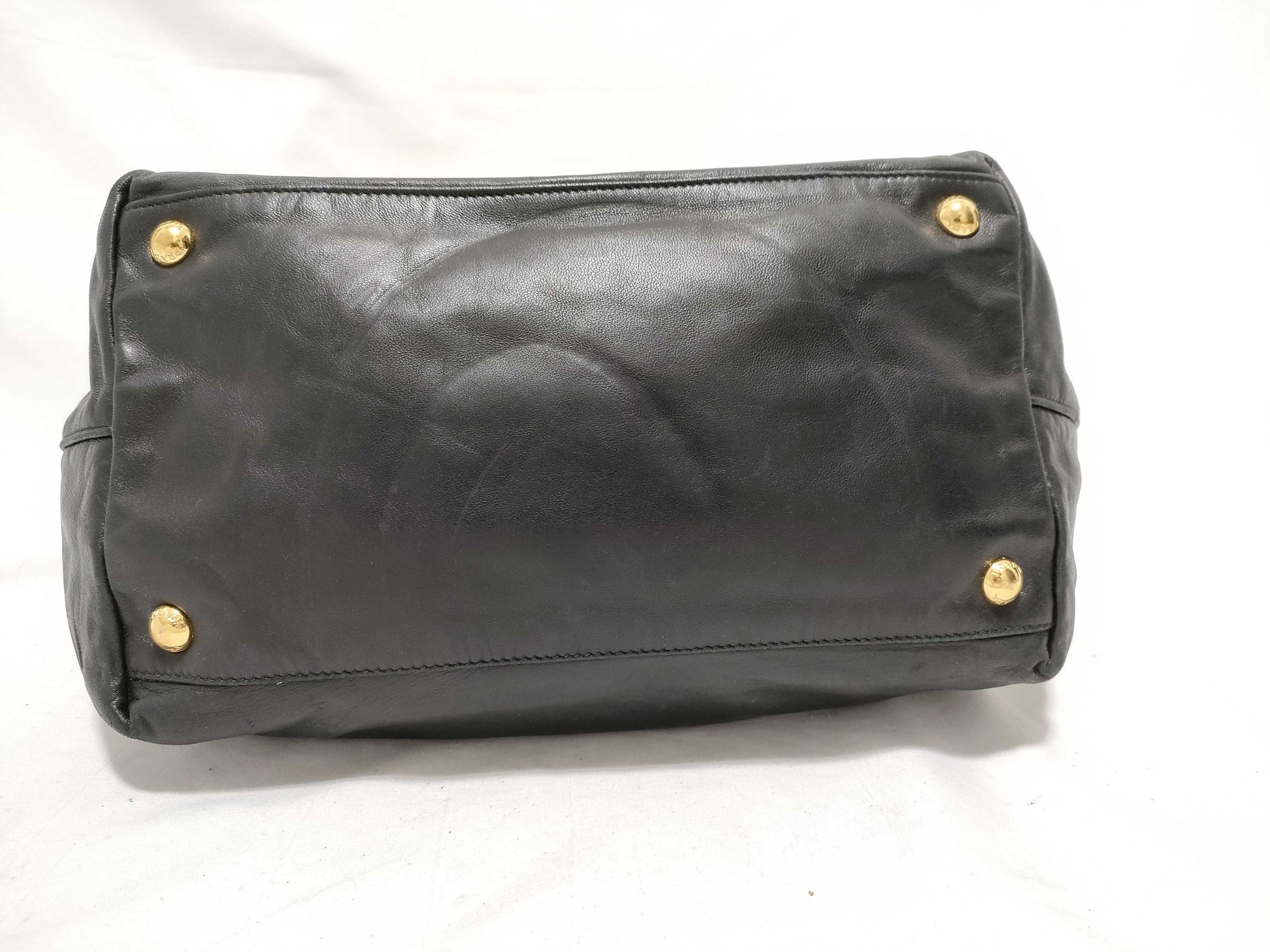 PRADA Prada Ribbon All Leather Black Handbag