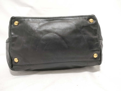 PRADA Prada Ribbon All Leather Black Handbag