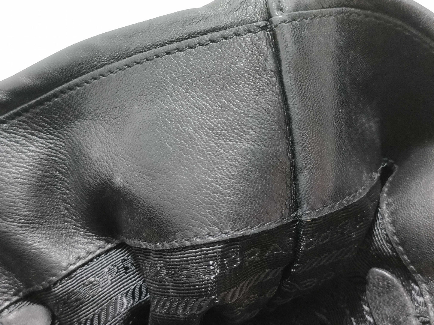 PRADA Prada Ribbon All Leather Black Handbag