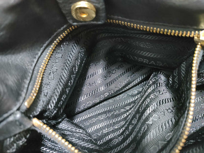 PRADA Prada Ribbon All Leather Black Handbag