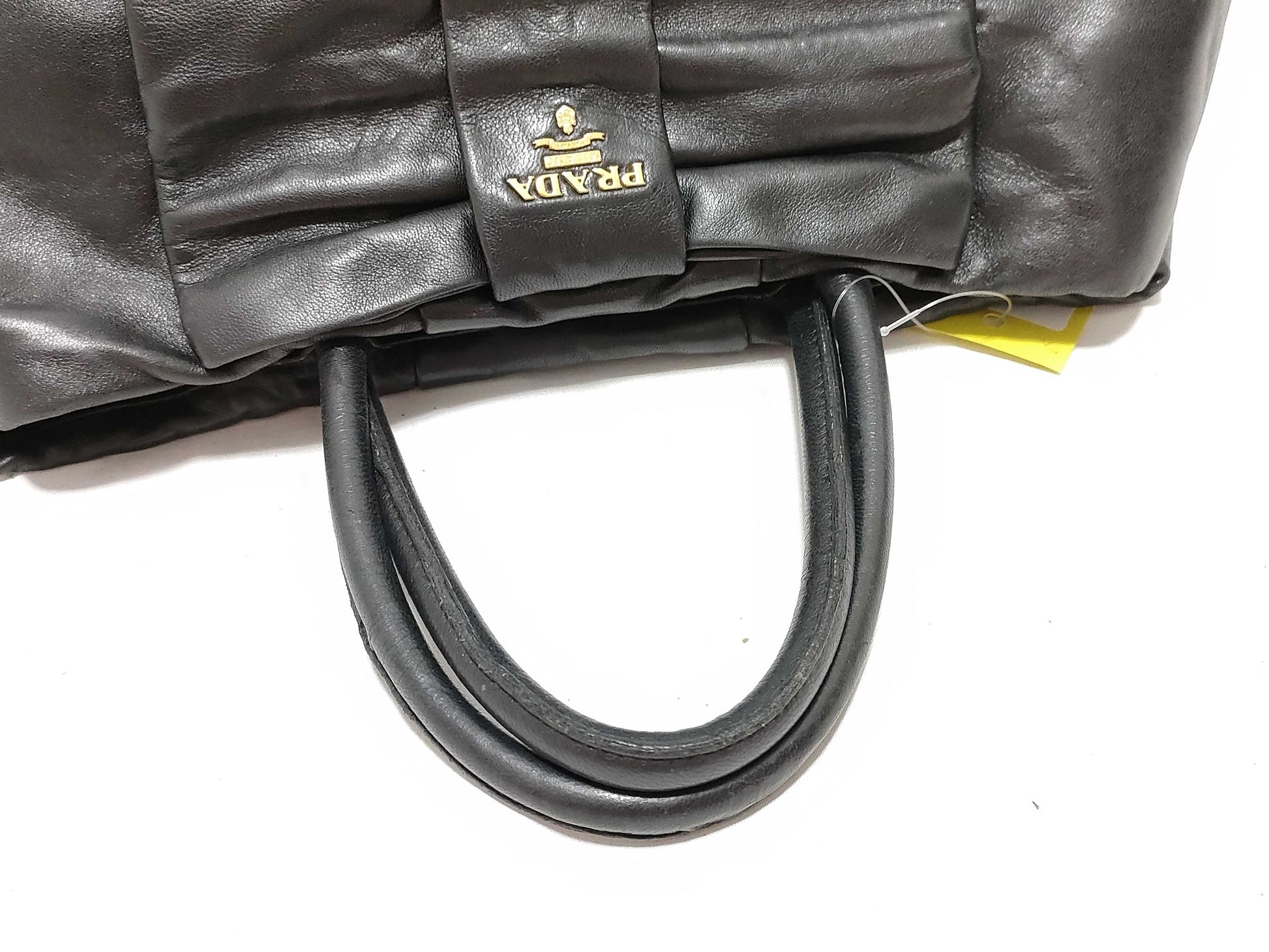 PRADA Prada Ribbon All Leather Black Handbag