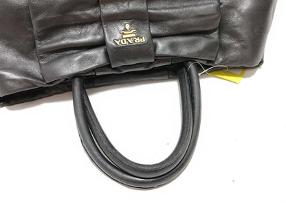 PRADA Prada Ribbon All Leather Black Handbag