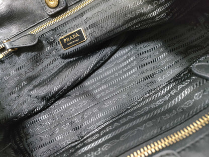 PRADA Prada Ribbon All Leather Black Handbag