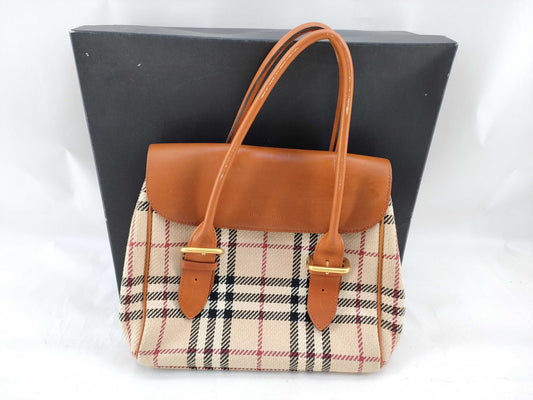 BURBERRY Canvas x Leather Tote Bag Handbag