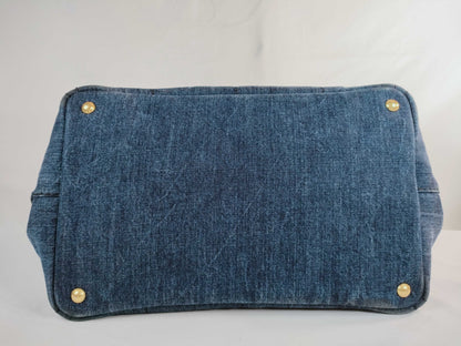 PRADA Canapa Denim 2-Way Handbag