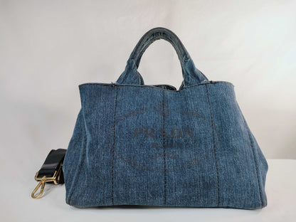 PRADA Canapa Denim 2-Way Handbag