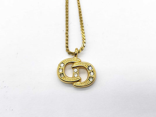 Dior logo rhinestone necklace