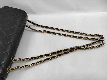 CHANEL 3979548 Lambskin Deca Matelasse Single Flap Double Chain Seal Shoulder Bag