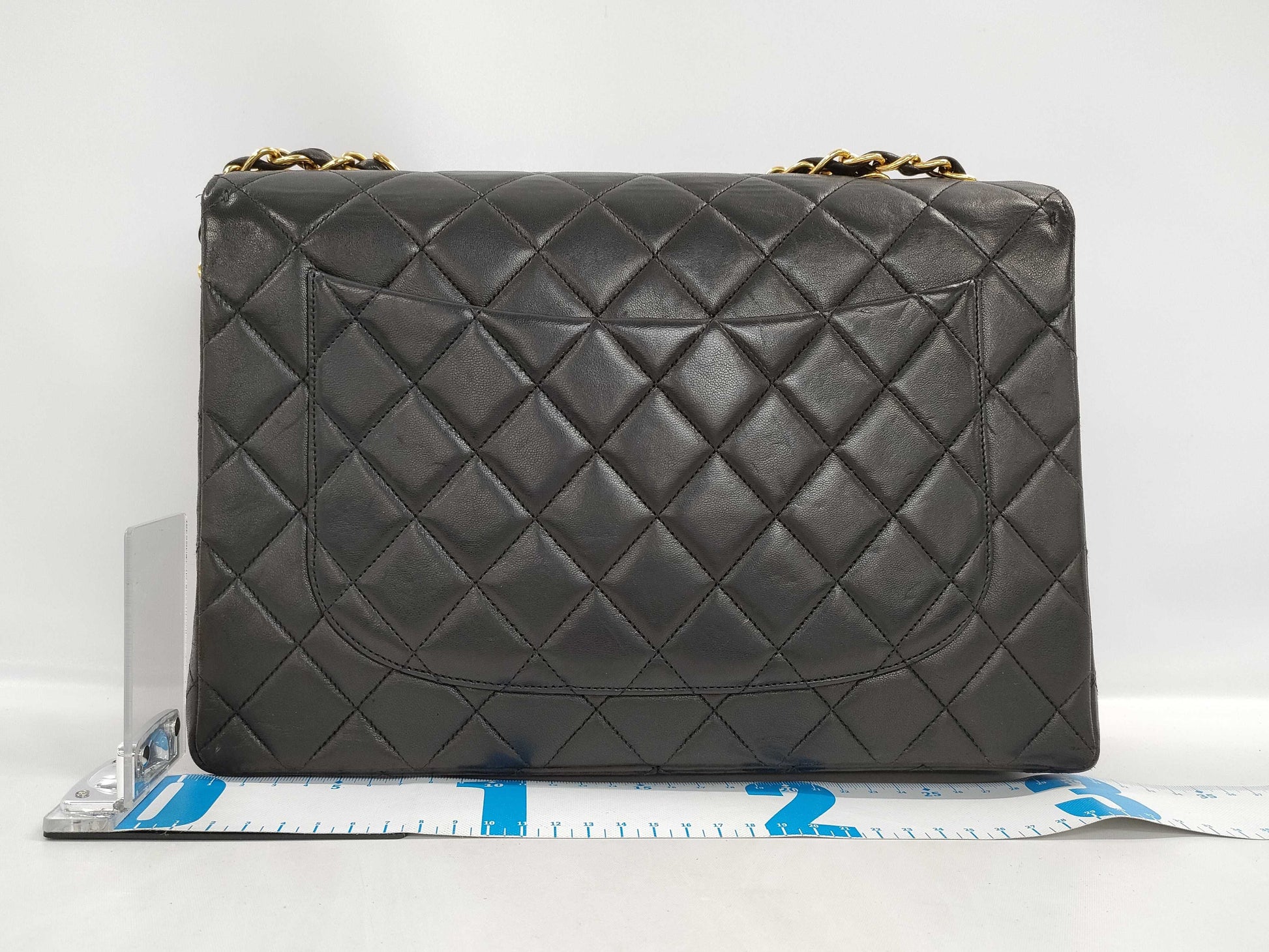 CHANEL 3979548 Lambskin Deca Matelasse Single Flap Double Chain Seal Shoulder Bag