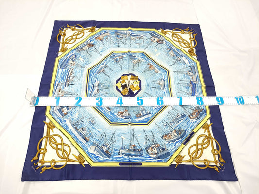 HERMES HERMES Carre RETOUR DE PECHE/Navy Scarf Scarf
