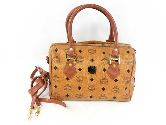 MCM Visetos Mini Boston 2-way Handbag