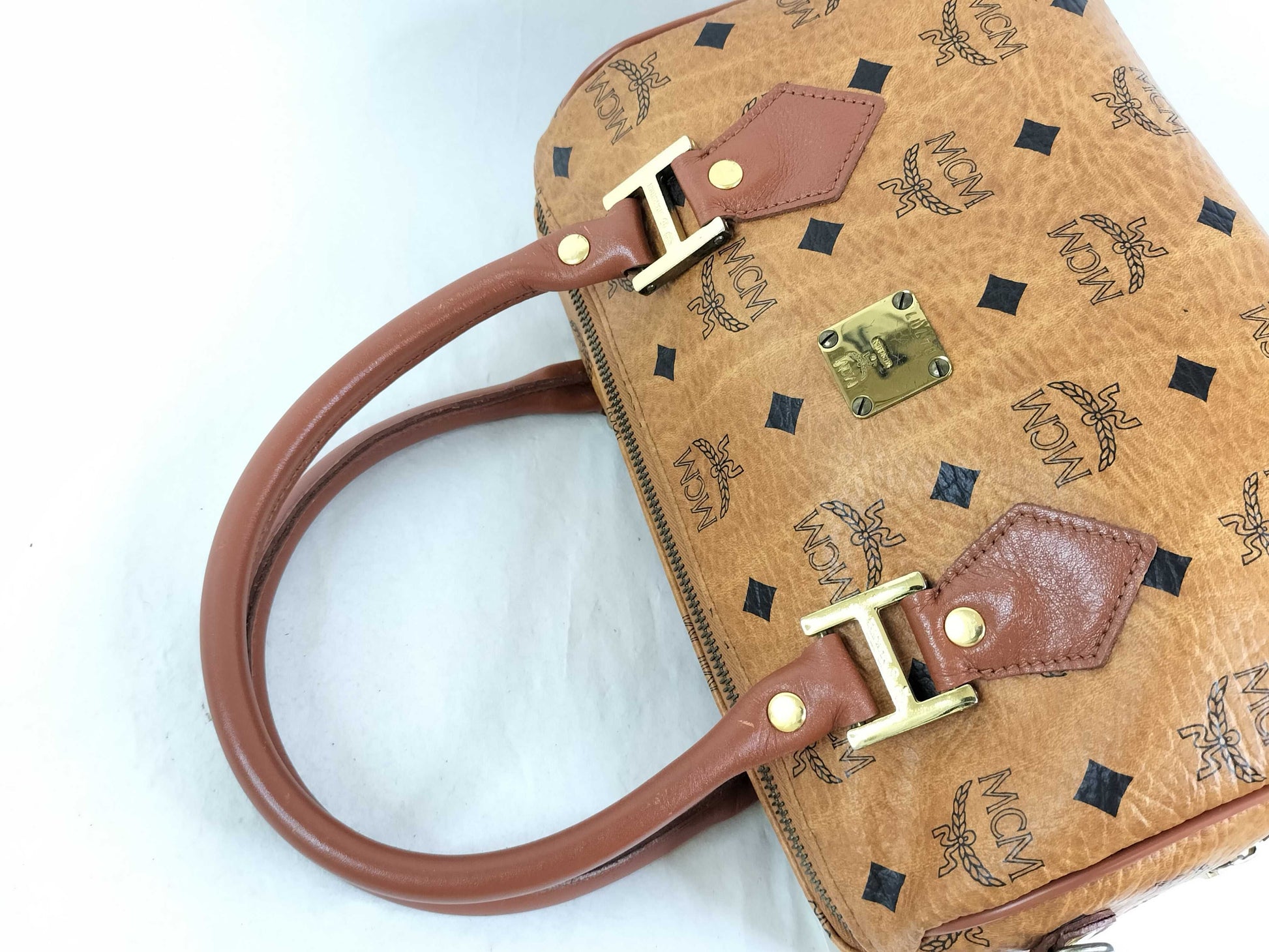 MCM Visetos Mini Boston 2-way Handbag