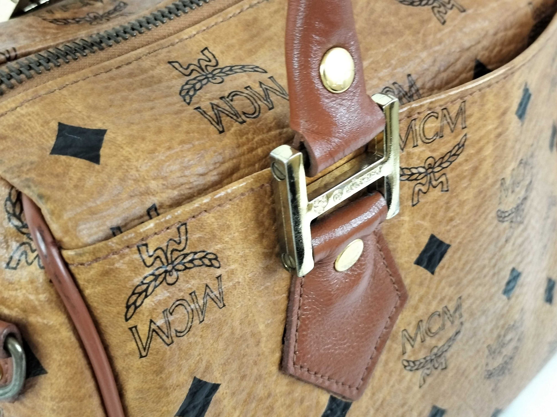 MCM Visetos Mini Boston 2-way Handbag