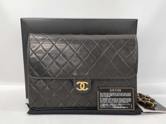 CHANEL Lambskin Matelasse Single Flap Shoulder Bag with Single Chain and Warranty