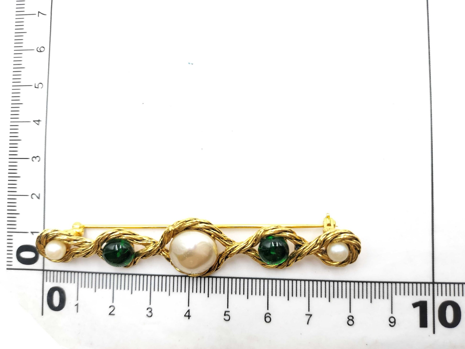 CHANEL No Comment Pearl Color Stone Brooch Brooch