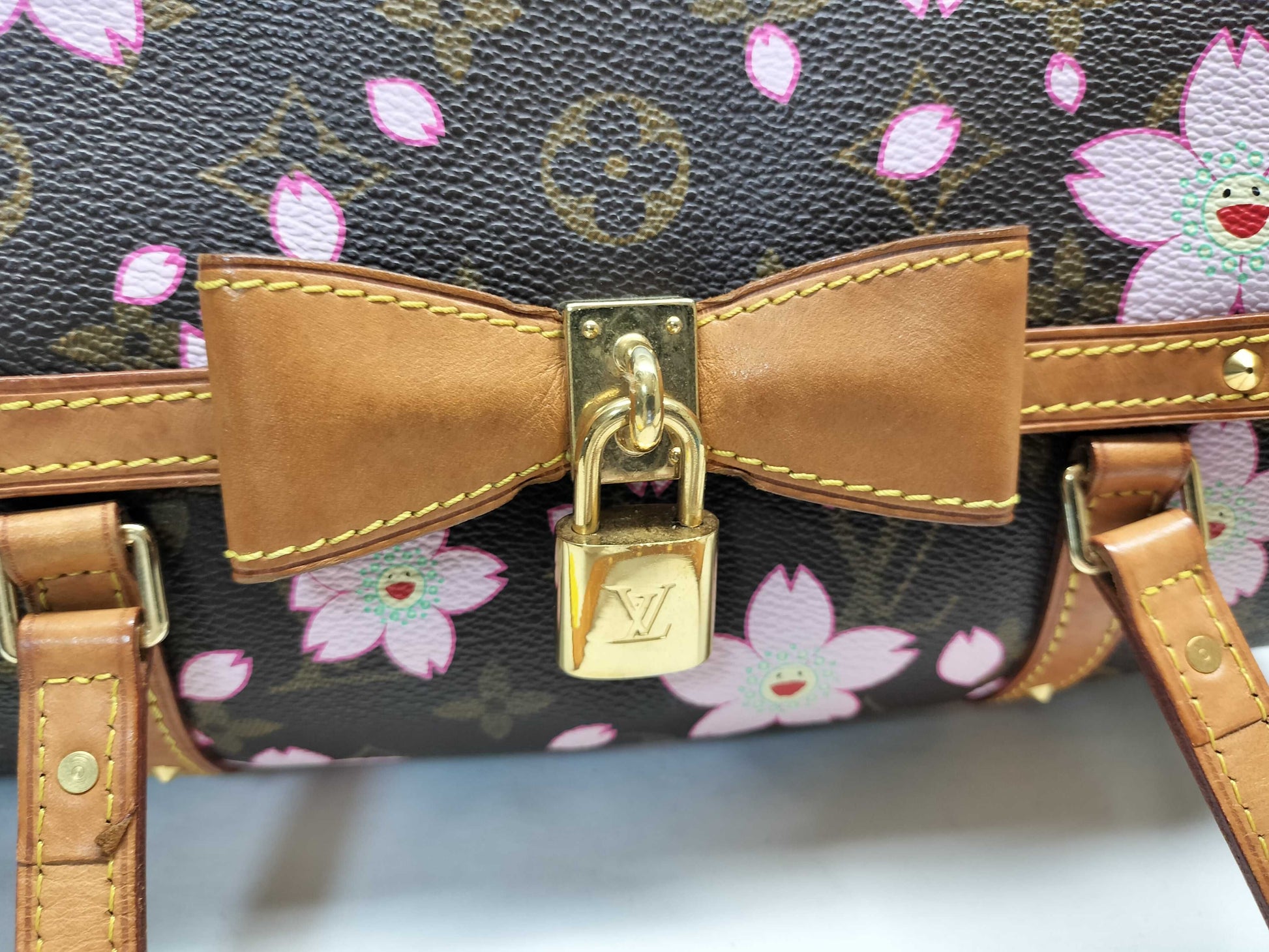 LOUIS VUITTON Unconfirmed Monogram Murakami Cherry Blossom Papillon M92009 Handbag
