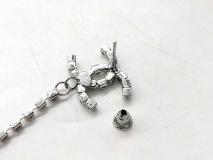 CHANEL Earrings / 23C / Coco Mark / Rhinestone / Silver Earrings