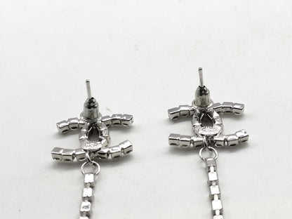 CHANEL Earrings / 23C / Coco Mark / Rhinestone / Silver Earrings