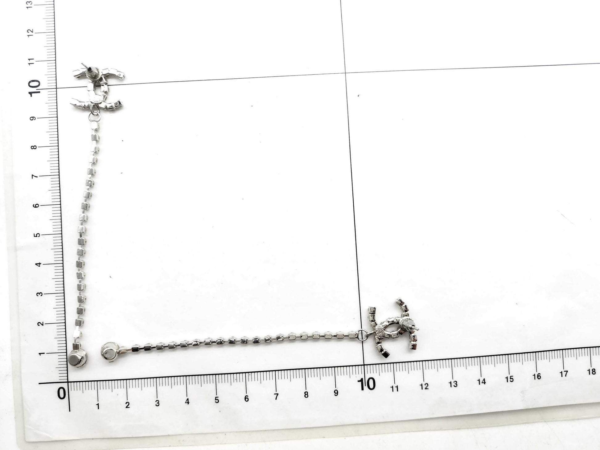 CHANEL Earrings / 23C / Coco Mark / Rhinestone / Silver Earrings