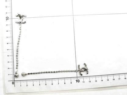 CHANEL Earrings / 23C / Coco Mark / Rhinestone / Silver Earrings