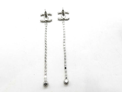 CHANEL Earrings / 23C / Coco Mark / Rhinestone / Silver Earrings