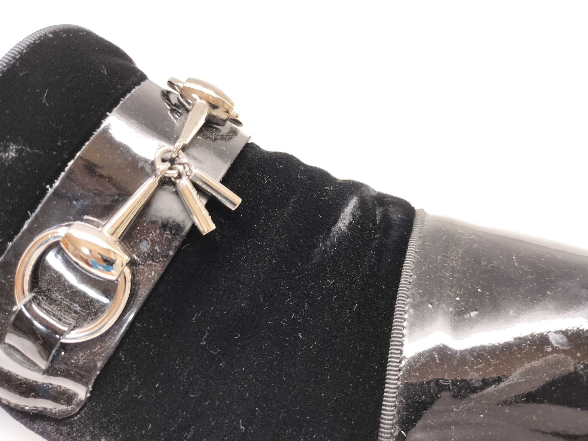 GUCCI Velour x Enamel Horsebit Loafers