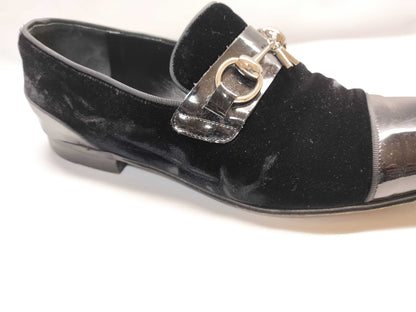 GUCCI Velour x Enamel Horsebit Loafers